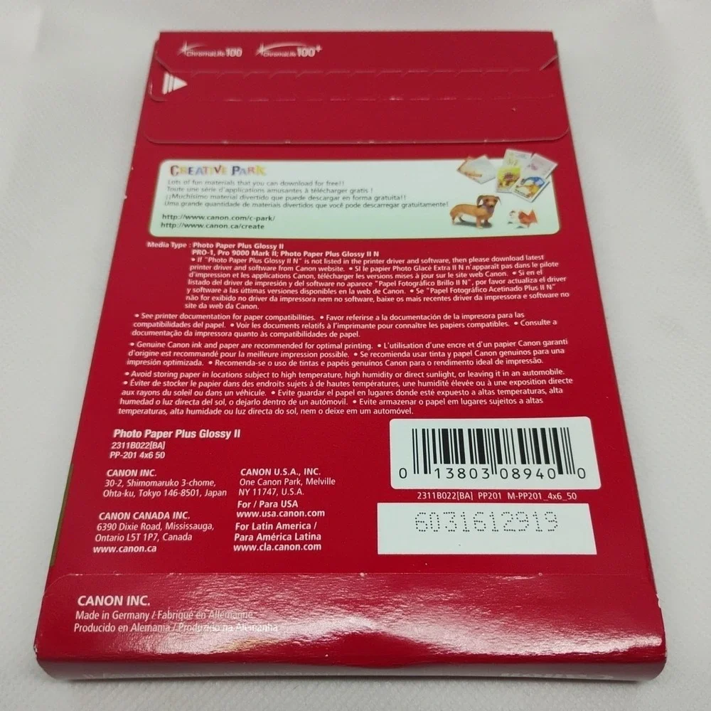 Canon PP-201 Photo Paper Plus Glossy II, 50 pack - 4x6 inch New‎ Sealed
